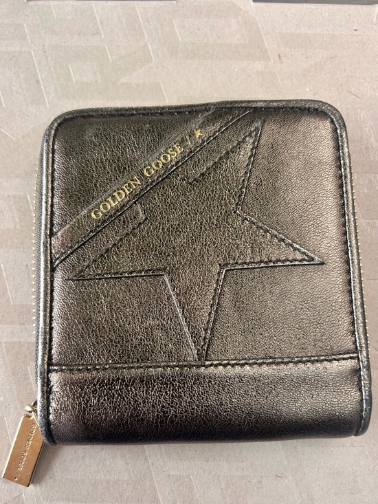 Golden Goose Accessories - Golden Goose Brushed Nickel Leather Star Zip Wallet with Gold Logo